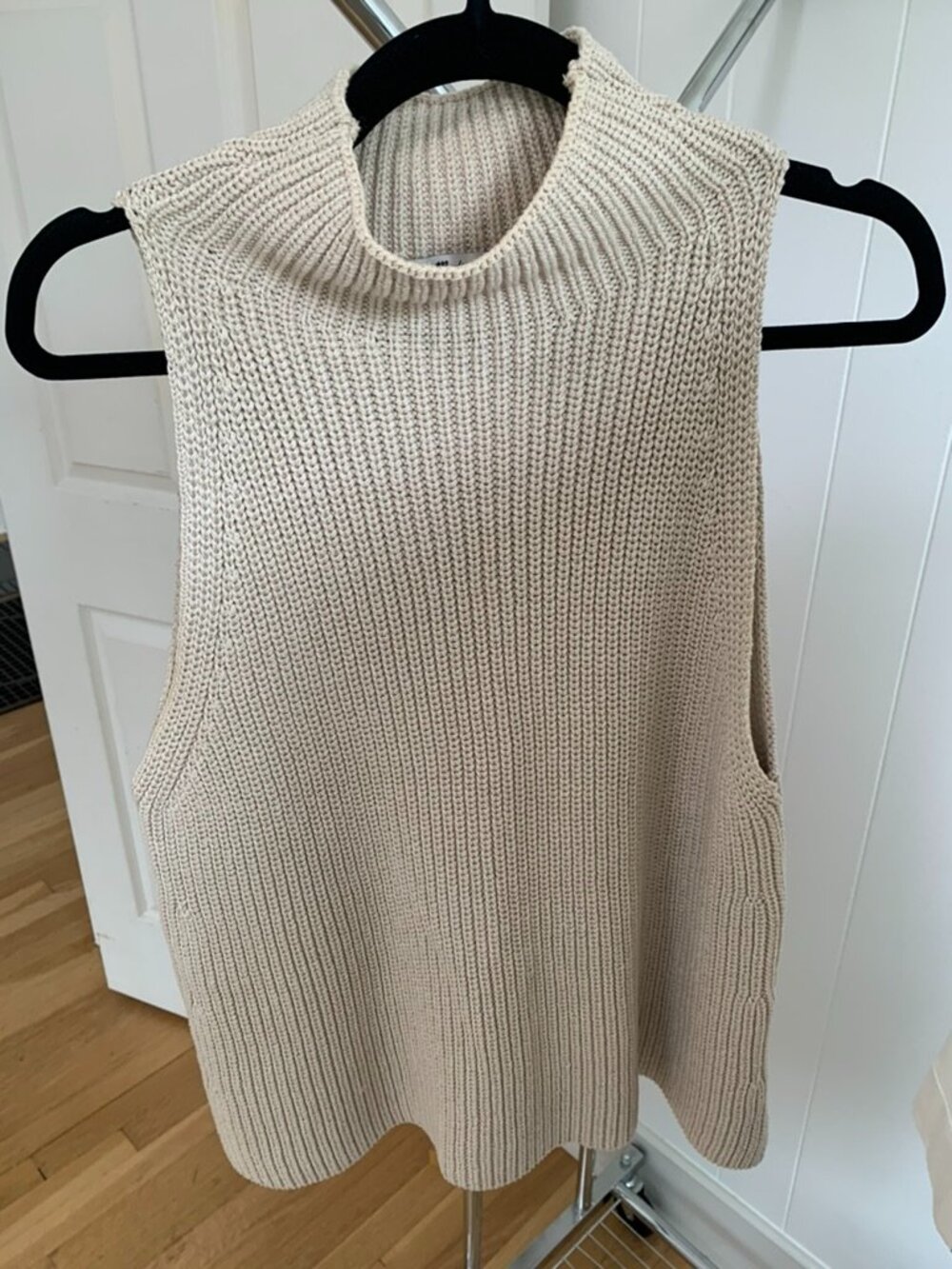 Madewell Cream Ribbed Sleeveless Turtleneck Sweater Shell